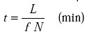 Machining time formula